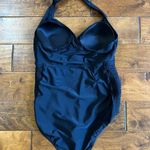 Motherhood Maternity One Piece Swimsuit Size Large Black Halter Ruched Summer Photo 2