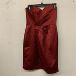 David's Bridal  Red F15103 Short Strapless Satin Sweetheart Bridesmaid Dress Photo 1