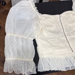 LPA  Cream Sheer Blouse with Ruffle Detail Open Front Size Large Photo 7