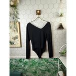 Free People  Black Abbie Asymmetrical Bodysuit Size - Size - Medium Photo 4