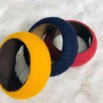Set of 3 Stackable Felt Kidcore Bangles Primary Colors Red Yellow Blue Photo 2