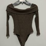 OFF SHOULDER KNIT SWEATER BODYSUIT MOCHA SIZE SMALL NWT Photo 0