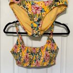 Cabana Del Sol Tropical Floral Yellow Pink Green Bikini Set Smocked Top Size Large Both Photo 0