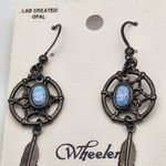 NWT Wheeler Lab Created Opal Gunmetal Dangling Dream Catcher Earrings Gray Photo 1