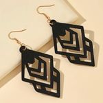 BOHO Black Wooden Bohemian Drop Earrings Photo 2