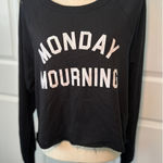 Wildfox Monday Mourning Graphic Sweatshirt Raw Hem Long Sleeve Top M Photo 0