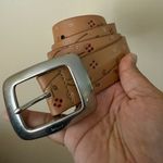 Vintage Y2K DKNY Floral Flower Embossed Tan Leather Belt Boho HoboWomen's Size M Photo 0