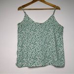A New Day  Floral Leaf Patterned Green and Cream Top Photo 1
