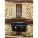 CHAPS  Women's Faux Straw Leather Trim Shoulder Bag Purse Brown OS NWOT Photo 3