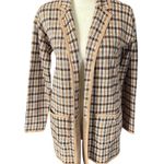 Loft Petites XSP beige houndstooth long sleeve open cardigan sweater jacket Photo 0