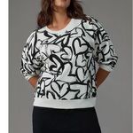Maeve by Anthropologie Graphic Heart Print Sweatshirt White Black XS Photo 0