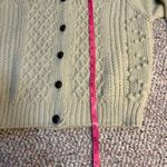Vintage IVY Knit Cream Cable Knit Button Cardigan Shoulder Pad Sweater Medium Photo 3