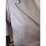 Lamarque Beige Cropped Leather Jacket with Short Sleeves, Small Silver Photo 4