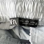 ZARA  Women's High Waisted Ankle Crop Drawstring Waist Casual Trouser Pants Blue  Photo 1