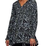 BeachLunchLounge long sleeve Sage green & black smocked mini dress or tunic top Photo 1