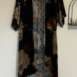 Mimi Chica  Floral Print Burnout Crushed Velvet Open Front Long Cardigan Medium Photo 0