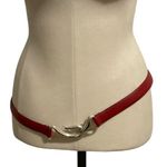 Chico's Chico’s belt woman genuine Red leather fashion silvertone hook buckle Sz M/L Photo 0
