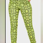 Pretty Little Thing New Neon Lime Snake Print Skinny Pants Photo 0