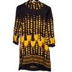 J.Crew  100% Silk Abstract Tunic 3/4 Sleeves Mini Dress Pockets 4 Brown Yellow Photo 13