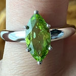 Natural Peridot Sterling Silver Marquise Ring Size 7 Green Photo 0