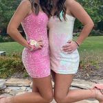 Lucy in the Sky White Homecoming Dress Sequin Photo 3