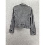 Zinc  Women's Blazer Knit Micro Chevron Gray Medium Knit Linen Blend Long Sleeve Photo 1