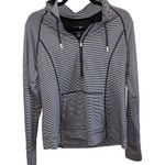 Tangerine  Black & White Striped Quarter Zip Hoodie Photo 0