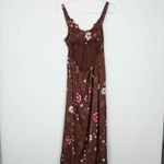 Old Navy  Womens Babydoll Lace Floral Satin Midi Slip‎ Dress Size M Open Back Y2K Photo 6
