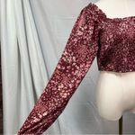 Altar'd State Altar’d State Vaella Smocked Floral Top in Burgundy Long Sleeve Cropped medium Photo 3