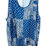 Soft Focus Plus Size 30/32W Top Blue Patchwork Handkerchief Sleeveless Tank 1709 Photo 0