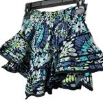 Aerie Floral Crochet Lace Ruffle Skort Cotton Elastic Batik Blue Aqua NWT - XS Photo 4