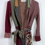 Anthropologie Sparrow patchwork jacquard belted sweater cardigan size small Photo 0