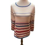 Pendleton Long Sleeve Striped Red White & Blue Scoop Neck Silk Blend Vintage Swe Photo 3