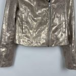 Sunset+Spring Gold Metallic Faux Leather Biker Jacket Size XS Photo 2