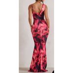 Club L London Phantasy Print Cowl Neck Maxi Dress in Pink & Black Size 4 Photo 6