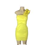 Daisy Boutique Lemon Yellow Exaggerated Shoulder Cocktail Dress Size Med… Photo 3