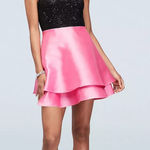 Xtraordinary Extraordinary Pink Party Dress Black Sequin Strapless Tiered Mini Cocktail Photo 0