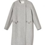 Trademark Almond Collarless Coat Wool Blend Light Grey Size XS Gray Photo 8