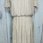 Show Me Your Mumu  Sz L Michelle Flutter Dress Gown Show Me the Ring Beaded Beige Photo 2