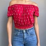 H&M x Coachella Top Women's Size XS Red Off Shoulder Cropped Western Boho Ruffle Photo 0