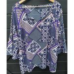 Zac and Rachel  Woman Plus Size 1X Bell Sleeves Blouse Multicolor Patchwork Pattern Photo 1