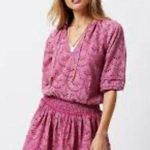 Chloe Oliver  pink eyelet drop waist tassel beach mini summer dress M Photo 0