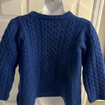 Carraigdonn Made in Ireland Blue Fit Flare Cable Knit Merino Wool Cardigan Photo 9