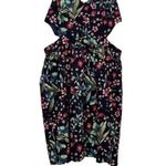 ZARA V Neck Sleeveless Flower Mini Dress Cutout Sides Zip Up Back M Blue #3309 Photo 3