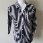 Anthropologie Eden & Olivia Small Black and White Striped Blouse Photo 1