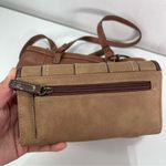 BOC Satchel Organizer Brown Shoulder Bag Charm Clutch Trifold Stitch Wallet Boho Photo 8