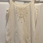 Eddie Bauer Women's Ruffle Cami Ivory Size Large Cotton Silk Minimalist Photo 0