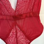 Shirley Of Hollywood Size M Sexy Body Lingerie Bodysuit Red Lace Plunge Halter Size M Photo 3
