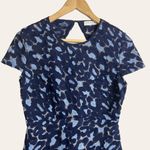 Sandro Blue Embroidered Lace Jacquard Cap Sleeve A-Line Mini Dress Size 6 Photo 3