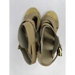 Joie  Kaelyn Nude Leather Espadrille Wedge Sandals 38 Crisscross Ankle Strap Heel Photo 8